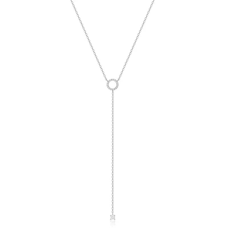 S925 Sterling Silver Double-Deck Circle Zircon Pendant Long O-Chain Choker Necklace 2024 Spring Women Wedding Fine Jewelry