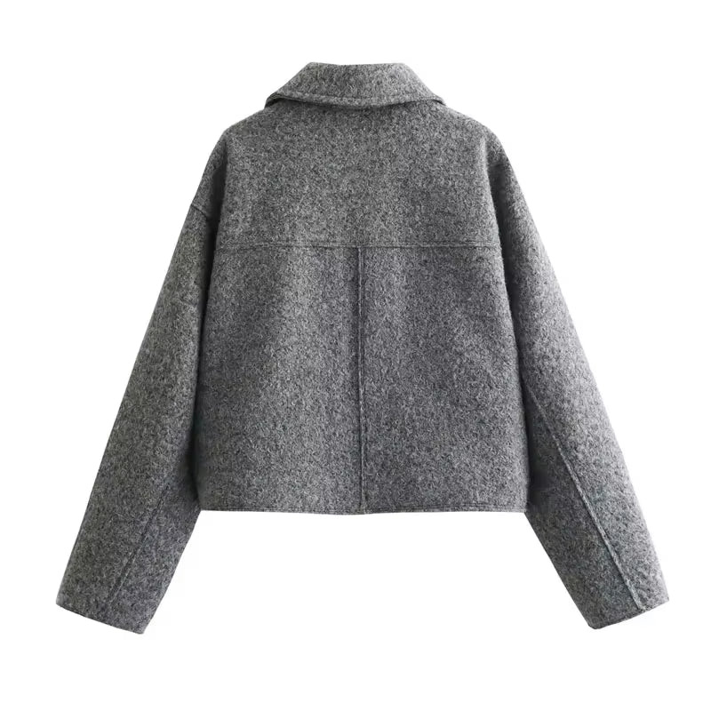 Autumn Winter Cropped Jacket for Women Short Coat Tweed Jacket Zip Crop Demi-Season Jacket Woman New in Outerwears