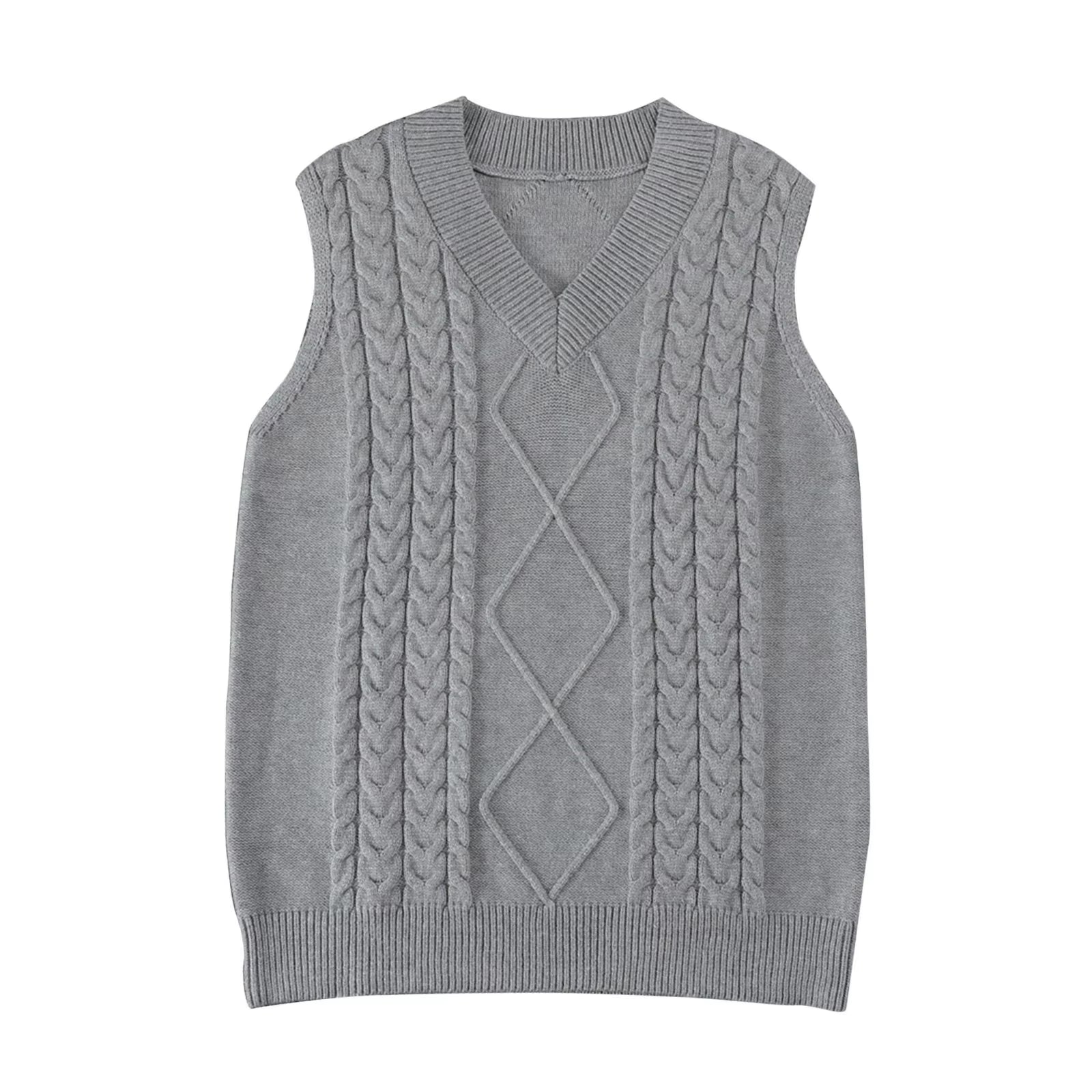 Ladies Knitted Jacquard Sweater Winter Clothes Women Sleeveless V-Neck Sweater Vest Retro College Uniform Female Sweater Top