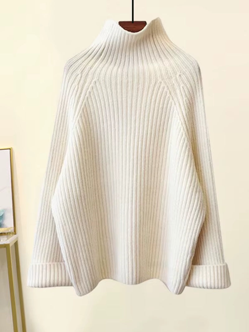 Winter Warm Knitwears Sets for Women Turtleneck Long Sleeve Pullover Sweater+High Waist Wide Leg Drawstring Knitted Pants Sets